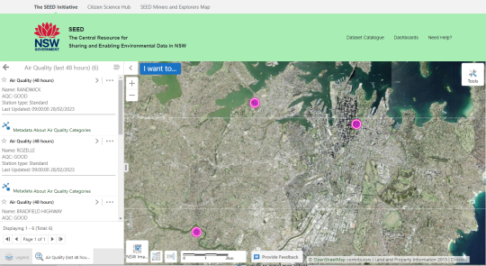 Image of selecting data on the SEED map