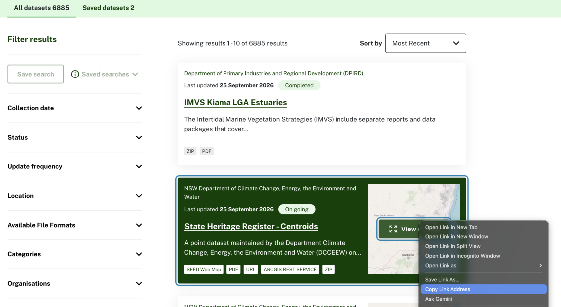 Screenshot showing how to copy link address
