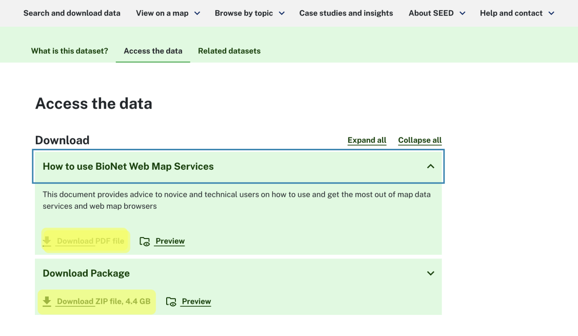 Screenshot showing how to download