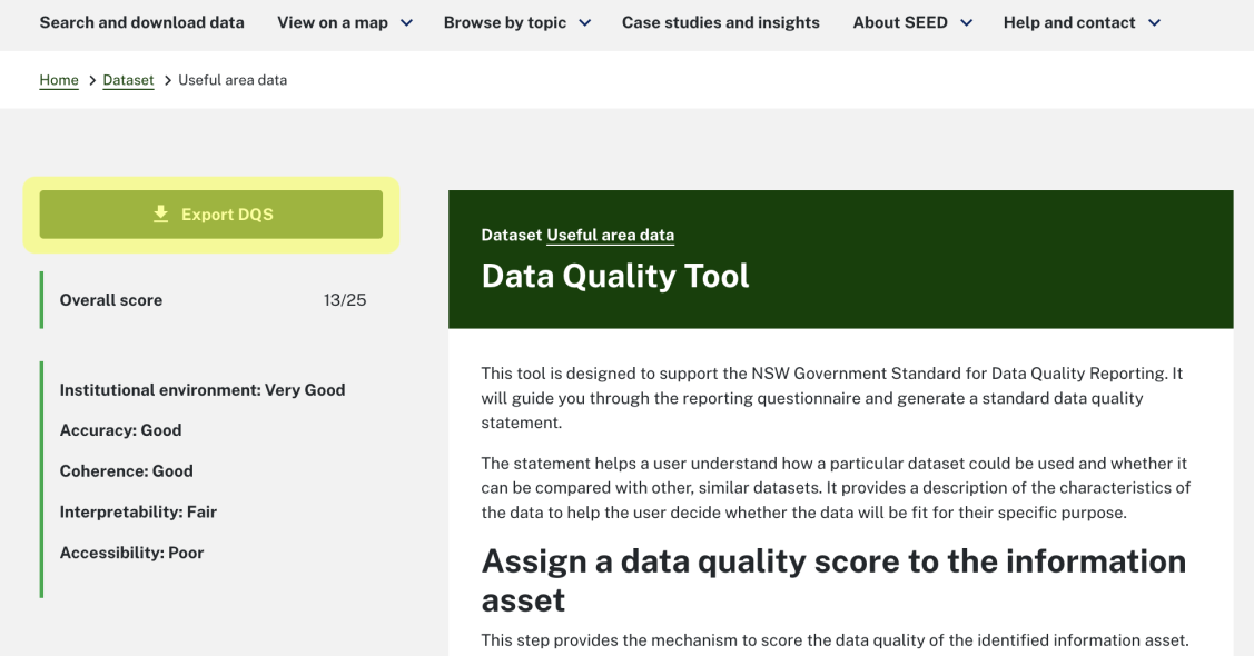 Screenshot showing how to export DQS