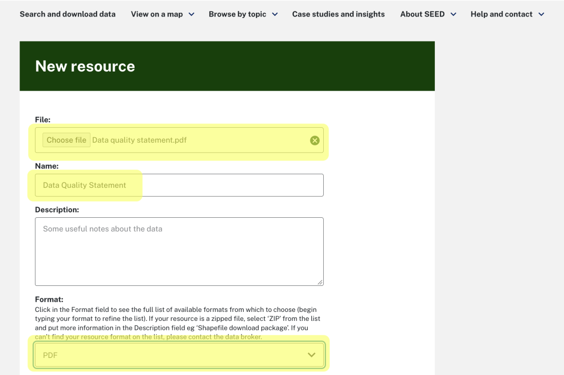 Screenshot showing how to name your statement