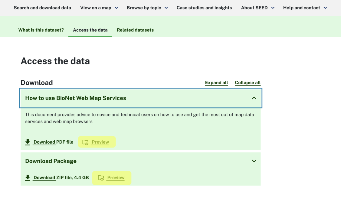 Screenshot to show previewing a resource before you download