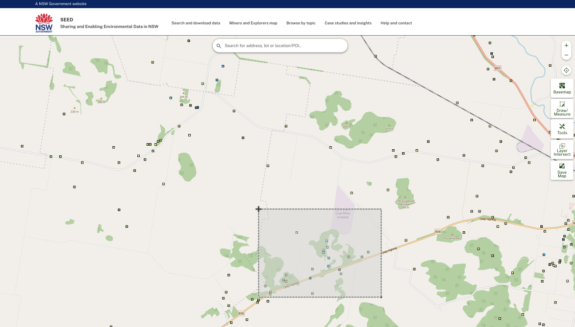 Screenshot of how to select an area of data