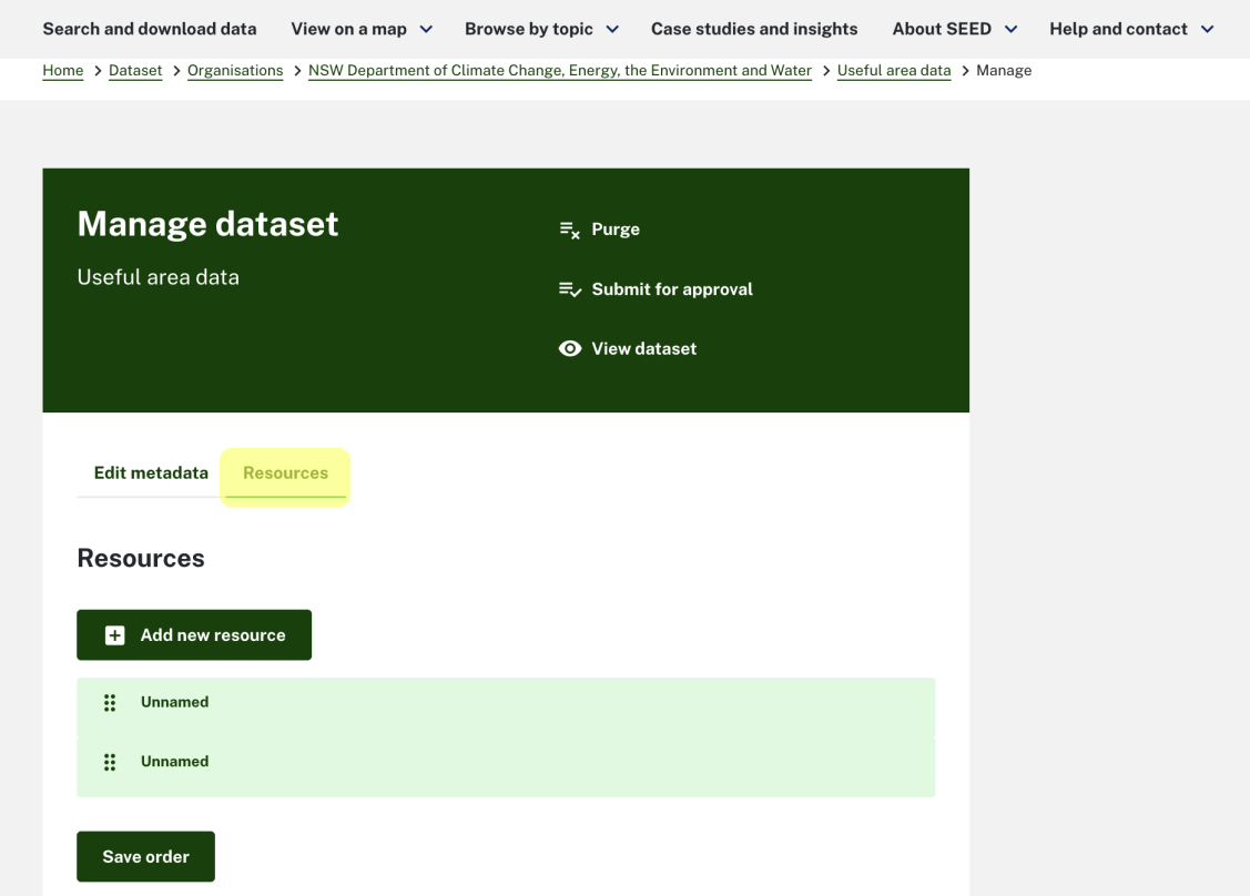 Screenshot showing the resources button