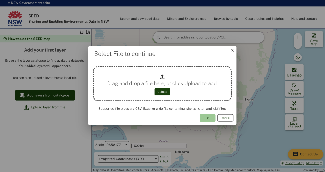 Screenshot showing how to upload layers from file