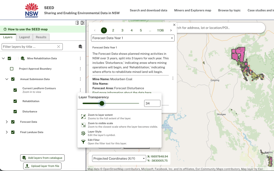 Screenshot to show how to toggle on or off layers