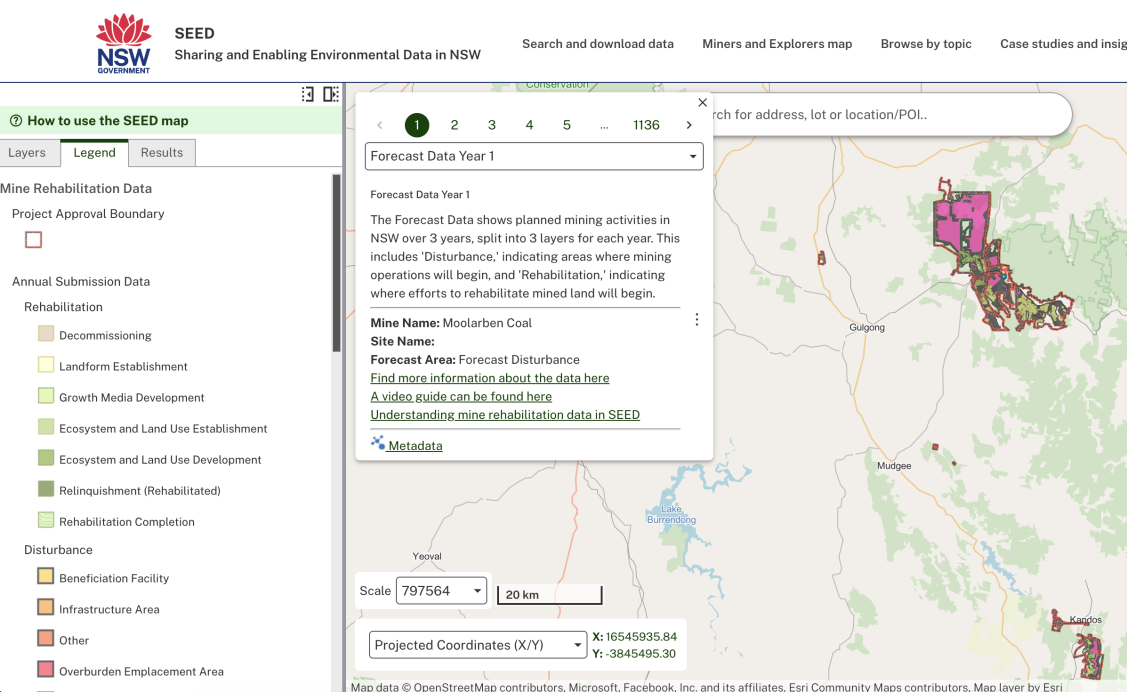 Screenshot showing the 'legend' tab